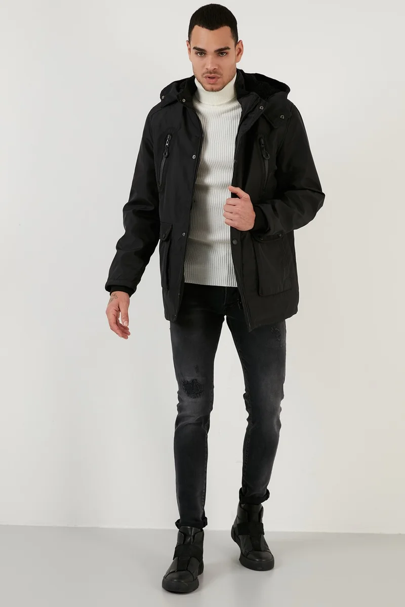 Buratti Plush Lined Removable Hooded Regular Fit Men's Coat 5855018