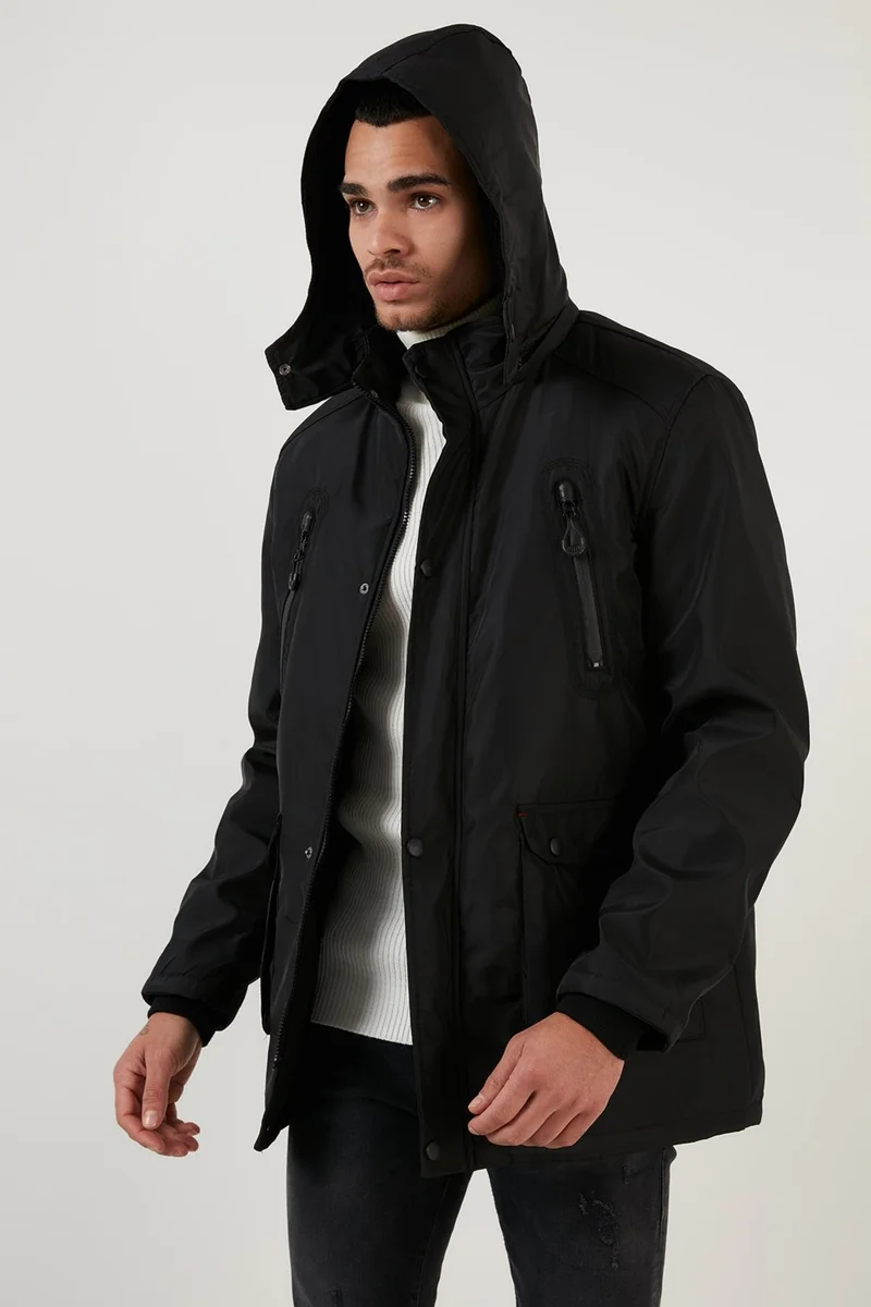 Buratti Plush Lined Removable Hooded Regular Fit Men's Coat 5855018