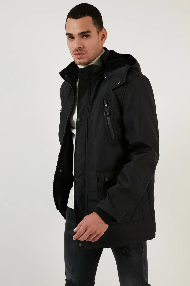 Buratti Plush Lined Removable Hooded Regular Fit Men's Coat 5855018