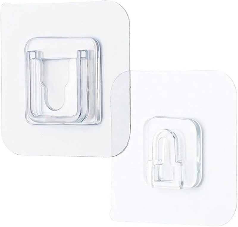 1 Pair Transparent Double Sided Adhesive Wall Hooks Multi Purpose Organizer For Kitchen Bedroom - Image 1