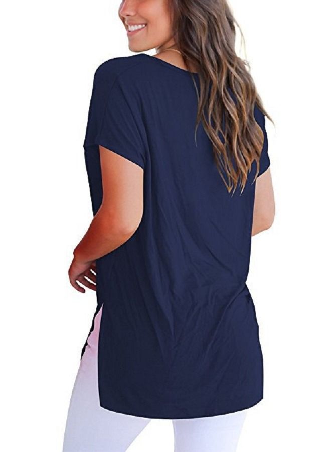 Loquat Women's Front Short Back Long Side Seam Split T-Shirt - Image 3