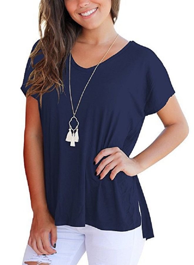 Loquat Women's Front Short Back Long Side Seam Split T-Shirt - Image 2