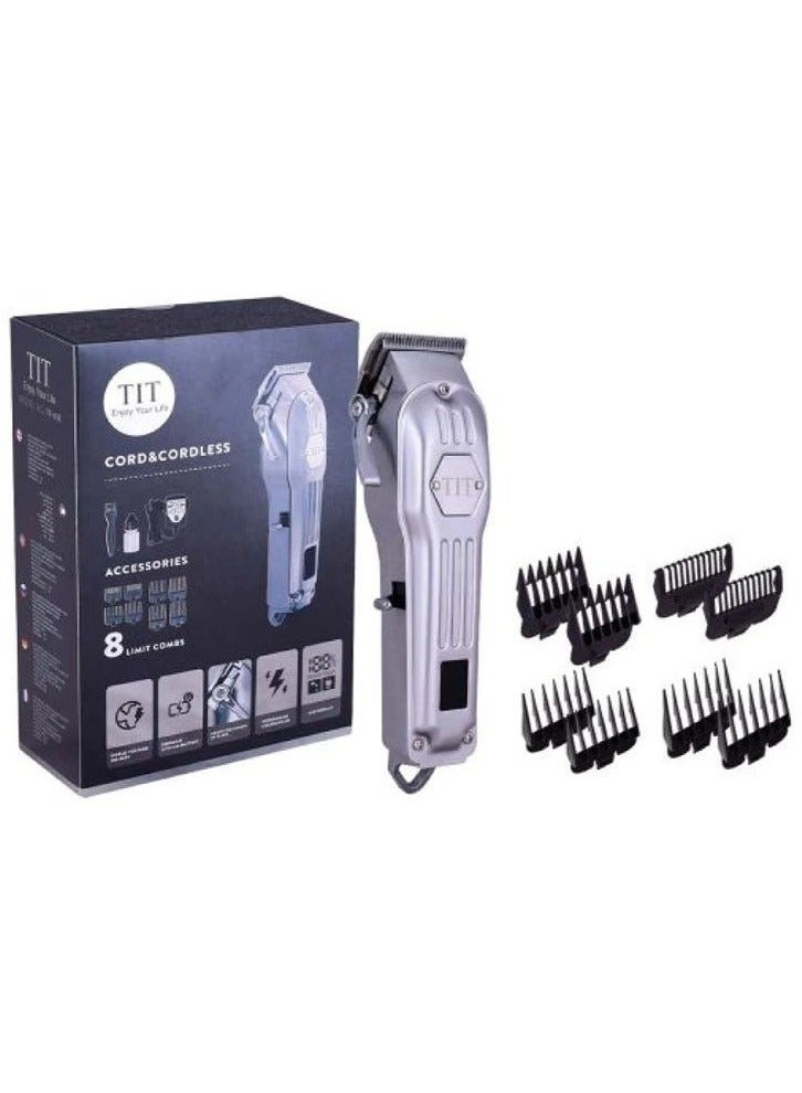 كروم ماكينة حلاقة كهربائية معدنية قابلة لإعادة الشحن، ماكينة تشذيب الشعر الكهربائية الاحترافية، ماكينة قص الشعر، أداة تصفيف الشعر، مجموعة أدوات العناية بالشعر، مقص رأس الزيت للرجال، مجموعة قص الشعر - Image 2