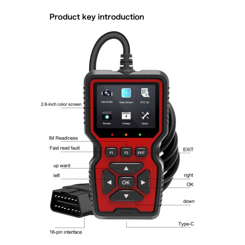 Car Scanner: 240 X 320 Pixels LCD Display Multi-Functions Diagnostic Tool - Wide Capability Vehicle Diagnosis for 1996 US-Based 2004 EU-Based Asian Cars - Image 2
