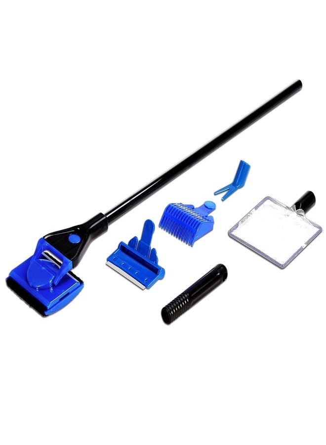COLOURFUL - Aquarium Gravel Cleaning Syphon Fish Tank/Aquarium 5-in-1 Cleaning Kit Fish Net Gravel Rake Algae Scraper Plant Fork Handle Fish Tank Brush Cleaner Set (5 in 1 Cleaning Set, Set of 1) - Image 1