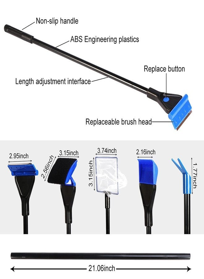 COLOURFUL - Aquarium Gravel Cleaning Syphon Fish Tank/Aquarium 5-in-1 Cleaning Kit Fish Net Gravel Rake Algae Scraper Plant Fork Handle Fish Tank Brush Cleaner Set (5 in 1 Cleaning Set, Set of 1) - Image 3
