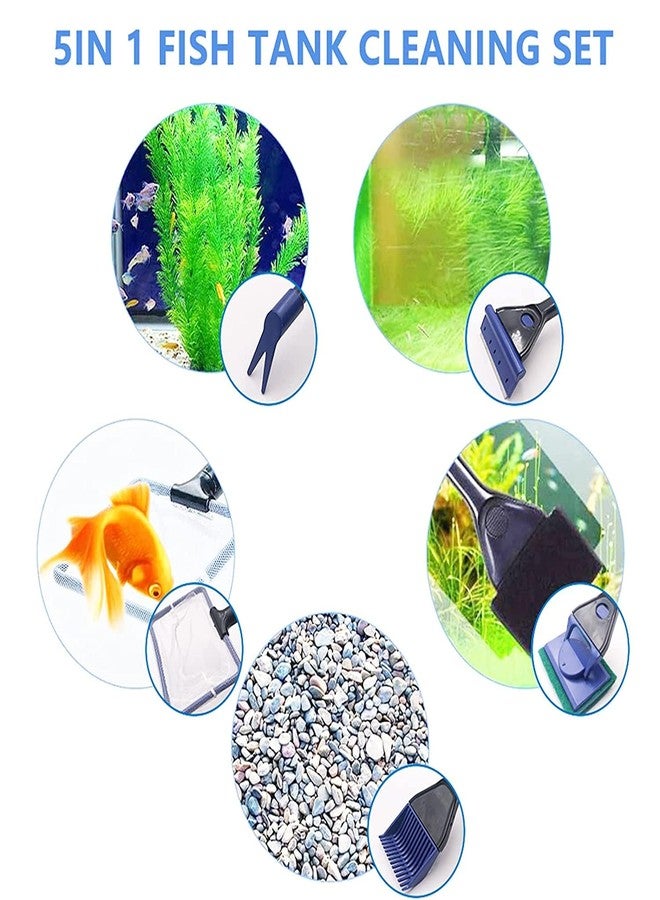 COLOURFUL - Aquarium Gravel Cleaning Syphon Fish Tank/Aquarium 5-in-1 Cleaning Kit Fish Net Gravel Rake Algae Scraper Plant Fork Handle Fish Tank Brush Cleaner Set (5 in 1 Cleaning Set, Set of 1) - Image 5
