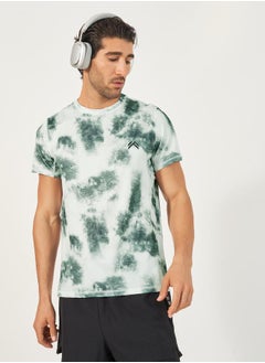 Styli Tie-Dye Print Workout T-Shirt with Logo Detail  - Image 1