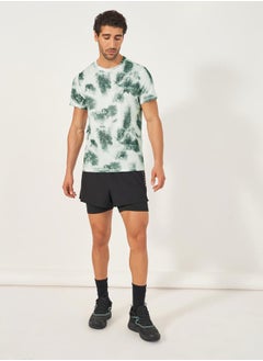 Styli Tie-Dye Print Workout T-Shirt with Logo Detail  - Image 2