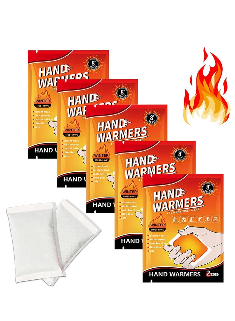 Hand Warmer Value Pack (10 Pcs), Disposable Hand Warmers, 8 Hours Heating, Super Long Lasting - Natural - Air Activated, for Body, Hands & Toes - Odorless Hot Hand Warmer for Winter Outdoor Activities - Image 1