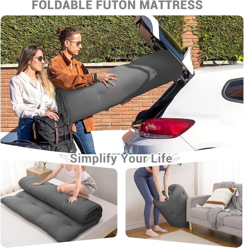 Deevine Craft Quilt Cotton Floor Bed Mattress, Foldable,Rollable Movable Single Bed Comfort Gadda 1 Sleeping Capacity, S Quilted Design (Dark Grey, Single Bed 72X30X5 Inches), Gray - Image 3