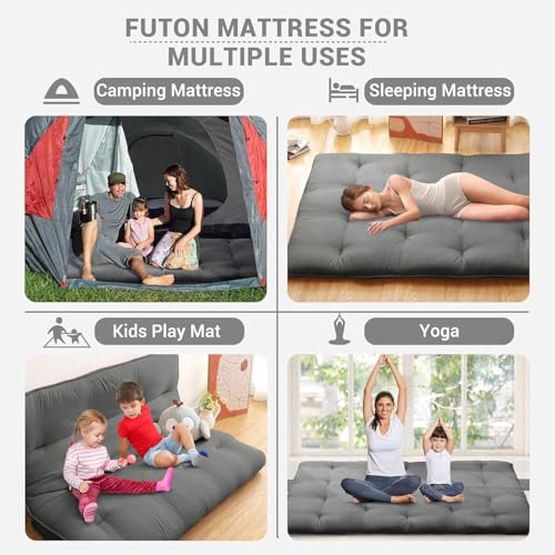 Deevine Craft Quilt Cotton Floor Bed Mattress, Foldable,Rollable Movable Single Bed Comfort Gadda 1 Sleeping Capacity, S Quilted Design (Dark Grey, Single Bed 72X30X5 Inches), Gray - Image 5