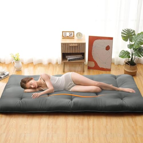 Deevine Craft Quilt Cotton Floor Bed Mattress, Foldable,Rollable Movable Single Bed Comfort Gadda 1 Sleeping Capacity, S Quilted Design (Dark Grey, Single Bed 72X30X5 Inches), Gray - Image 2