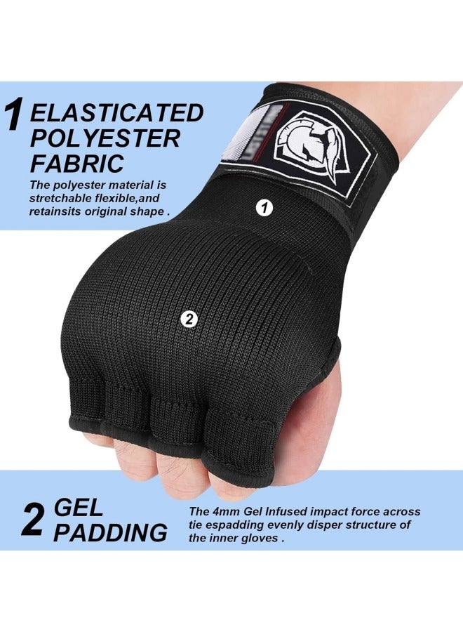 Loquat Hand Wraps Boxing Gloves with Wrist Support Inner Padded Gel Wraps for Boxing Training Punching MMA Martial Arts Muay Thai Speed Bag Training Hands Protection (Pair) - Image 3
