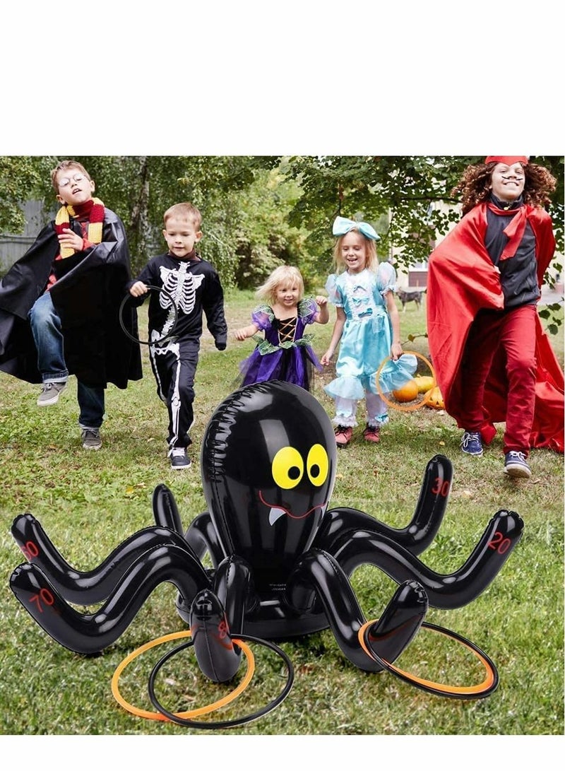KASTWAVE Large Inflatable Spider Ring Toss Game Set, With 4 Rings, Party Decoration, Supplies for Kids Fun Game, Halloween Ring Toss Game Inflatable Spiders Witch’s Hat Toss Game - Image 3