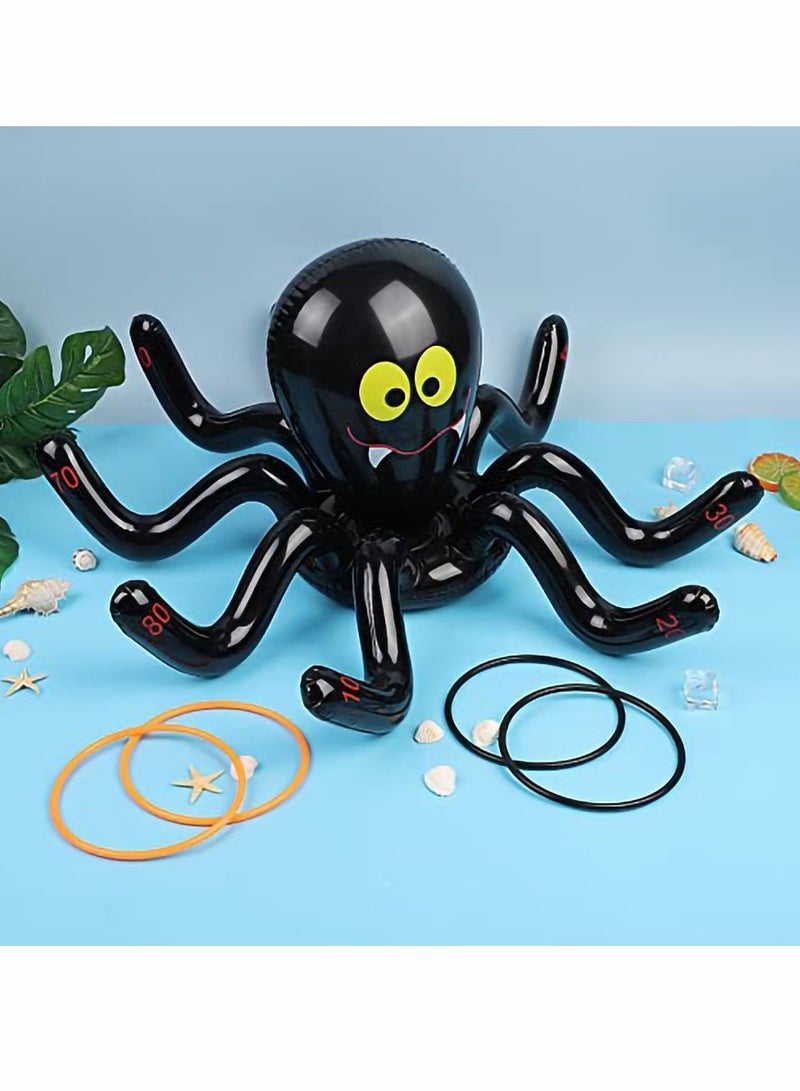 KASTWAVE Large Inflatable Spider Ring Toss Game Set, With 4 Rings, Party Decoration, Supplies for Kids Fun Game, Halloween Ring Toss Game Inflatable Spiders Witch’s Hat Toss Game - Image 1