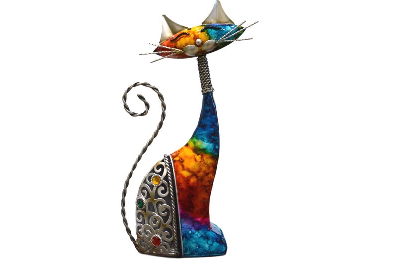 Juliana Design Natural World Hand Painted Decorative Multicolour Cat Ornament