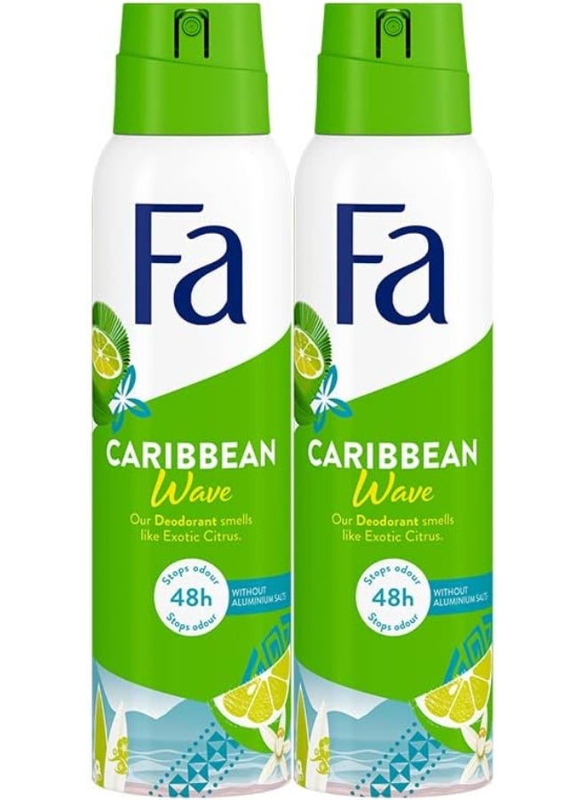 FA Deodorant Spray Caribbean Lemon 150ml, Pack of 2