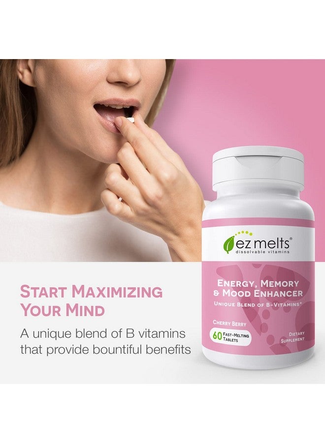 EZ Melts Brain Supplements For Memory And Focus Support Dissolvable Memory Vitamins To Promote Mental Clarity Brain Vitamins For Enhanced Energy Support Vegan Brain Focus Cherry Flavor 60 Ct - Image 3