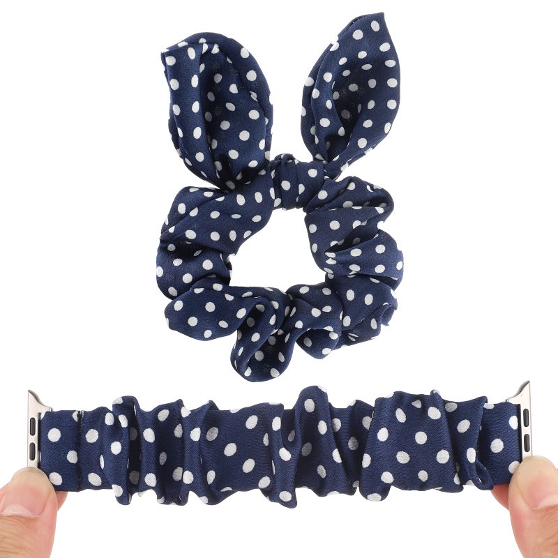 erorex Dots  Ring Cloth Watch Band For Apple Watch Ultra 49Mm&Watch Ultra 2 49Mm / Series 9&8&7 45Mm / Se 3&Se 2&6&Se&5&4 44Mm / 3&2&1 42Mm(Royal Blue) - Image 4