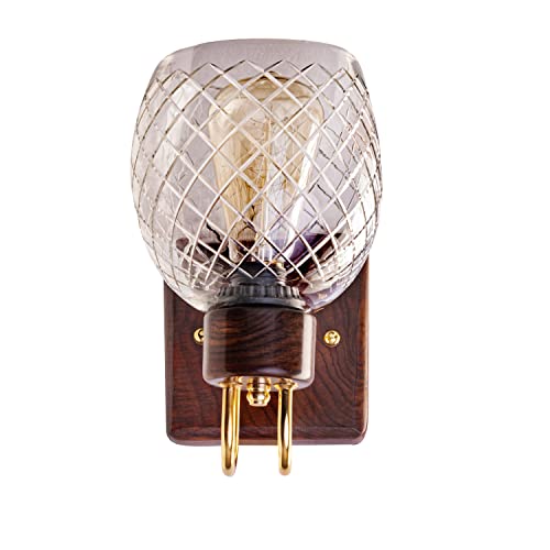 Green House Handmade Sheesham Wood Wall Light/Lamp with White Diamond Cut Glass, E27 Bulb Holder(Bulb not Included), Gold Plated Metal Bands and Brass Rivets for Bedroom/Living Room/Hallway - Image 4