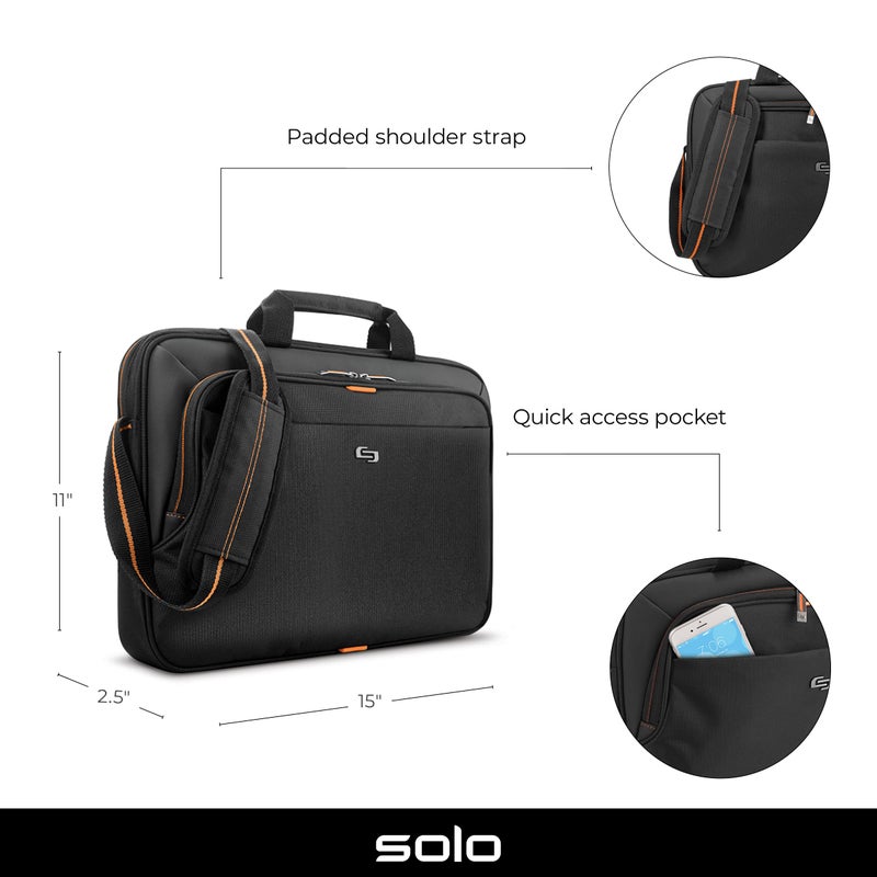 Solo NEW YORK Solo New York Ace Slim Brief Laptop Briefcase, 13.3 Inch, Black, One Size  - Image 3