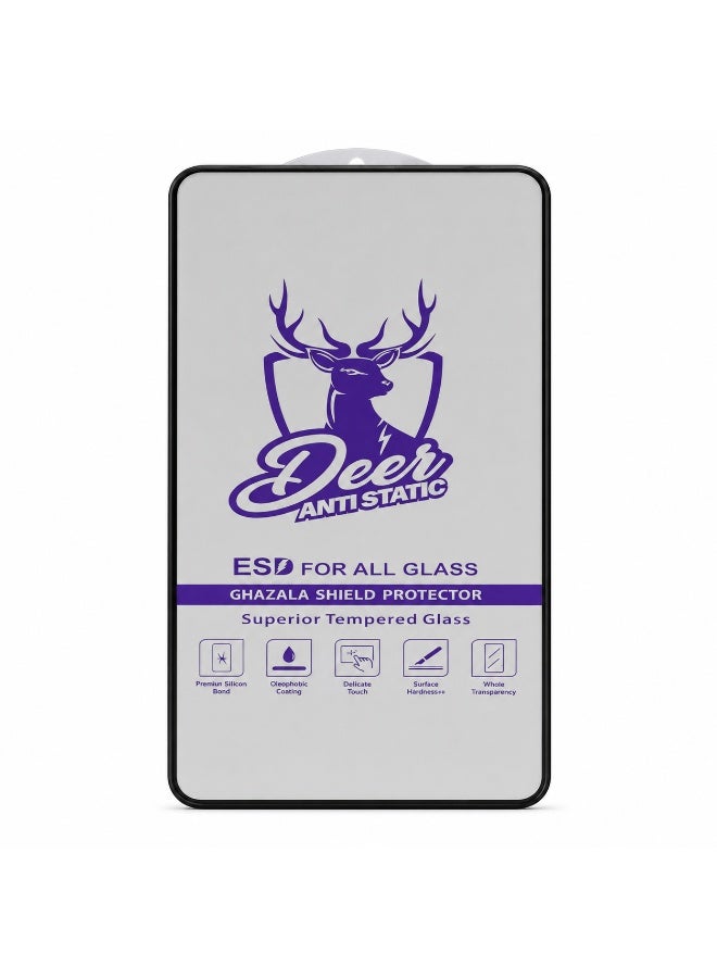 Deer Al-Ghazala Anti-Static ESD Tempered Glass Screen Protector Compatible with Oppo A53 - Full Glue Black Frame - Image 2
