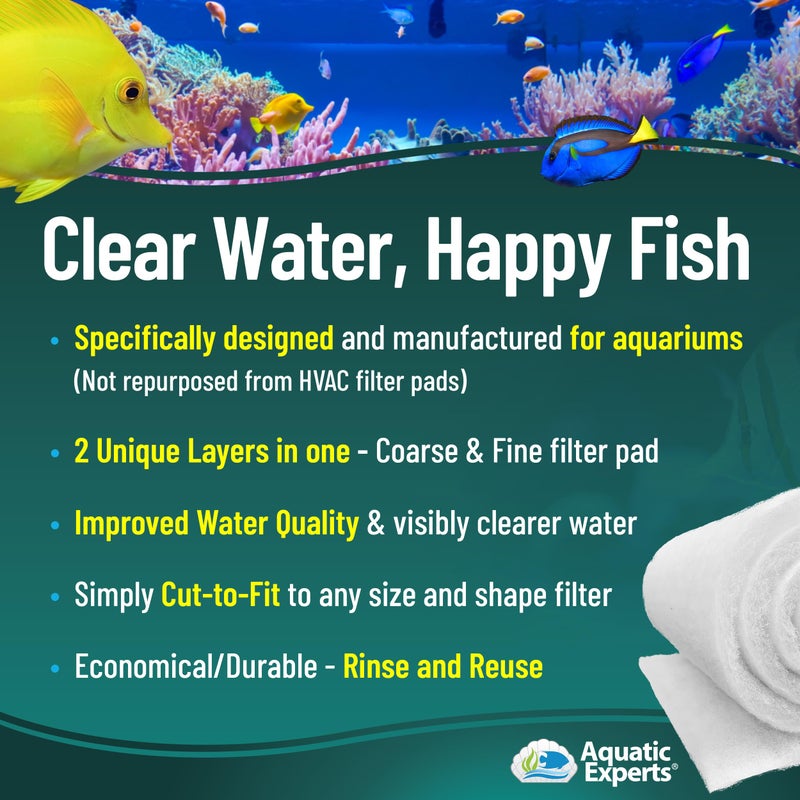 Aquatic Experts Aquarium Filter Floss for Fish Tank Filters - FilterFirst Aquarium Filter Pad - Media Roll for Crystal Clear Water, 3/4" - 1" Thick (12 Inch Wide, 72 Inch Long) - Image 3