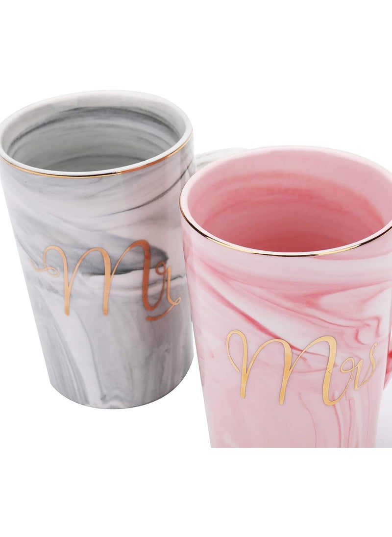 Yesland Yesland 135 Oz Mr and Mrs Coffee Mugs Wedding Gifts for CoupleBride and Groom Ceramic Marble Cups for Bridal Shower Engagement Wedding Married Couples Anniversary  - Image 3