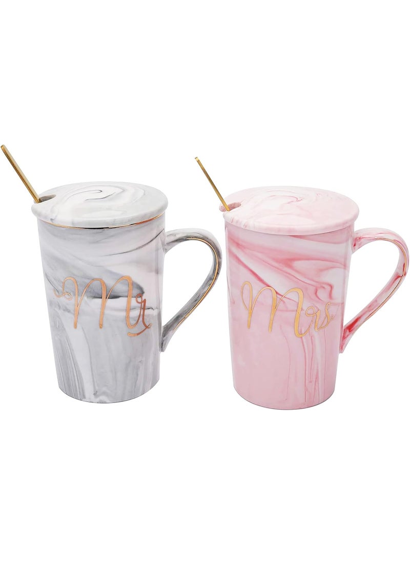 Yesland Yesland 135 Oz Mr and Mrs Coffee Mugs Wedding Gifts for CoupleBride and Groom Ceramic Marble Cups for Bridal Shower Engagement Wedding Married Couples Anniversary  - Image 5