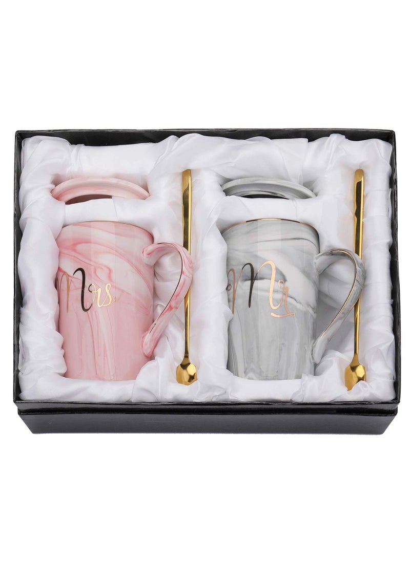 Yesland Yesland 135 Oz Mr and Mrs Coffee Mugs Wedding Gifts for CoupleBride and Groom Ceramic Marble Cups for Bridal Shower Engagement Wedding Married Couples Anniversary  - Image 1