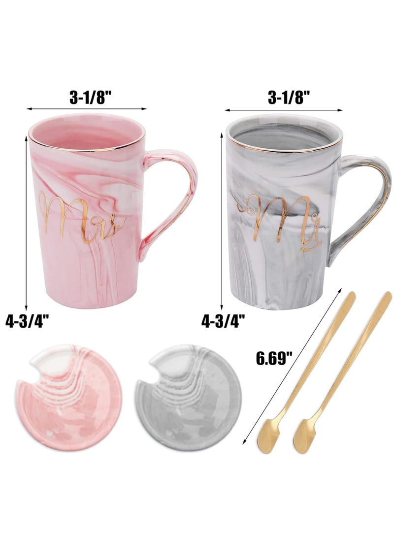 Yesland Yesland 135 Oz Mr and Mrs Coffee Mugs Wedding Gifts for CoupleBride and Groom Ceramic Marble Cups for Bridal Shower Engagement Wedding Married Couples Anniversary  - Image 2