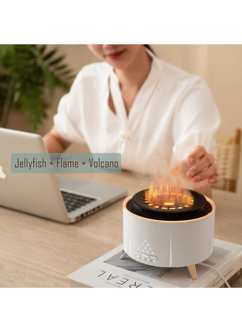 Essential Oil Diffuser for Large Rooms, (Watch the Video) Jellyfish Mist Aromatherapy Diffuser Ultrasonic Oil Diffuser 12-Hour Continuous Mist Diffuser for Home Bedroom, Auto Off, Volcano Light