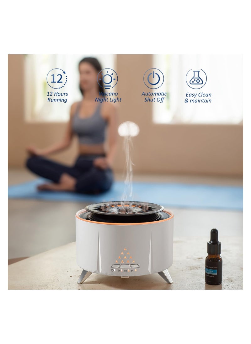 Essential Oil Diffuser for Large Rooms, (Watch the Video) Jellyfish Mist Aromatherapy Diffuser Ultrasonic Oil Diffuser 12-Hour Continuous Mist Diffuser for Home Bedroom, Auto Off, Volcano Light