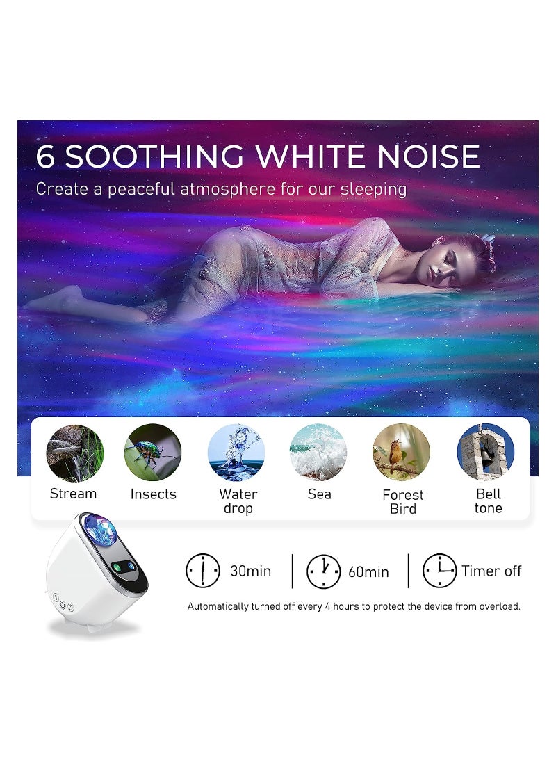 ARNOTEC - Galaxy Aurora Projector,  starry sky projector，3 in 1 LED Northern Lights Star Projector Lamp, 6 White Noise Starry Moon Light with Bluetooth Speaker for Adult Kids Gift, Bedroom, Room Decor - Image 1