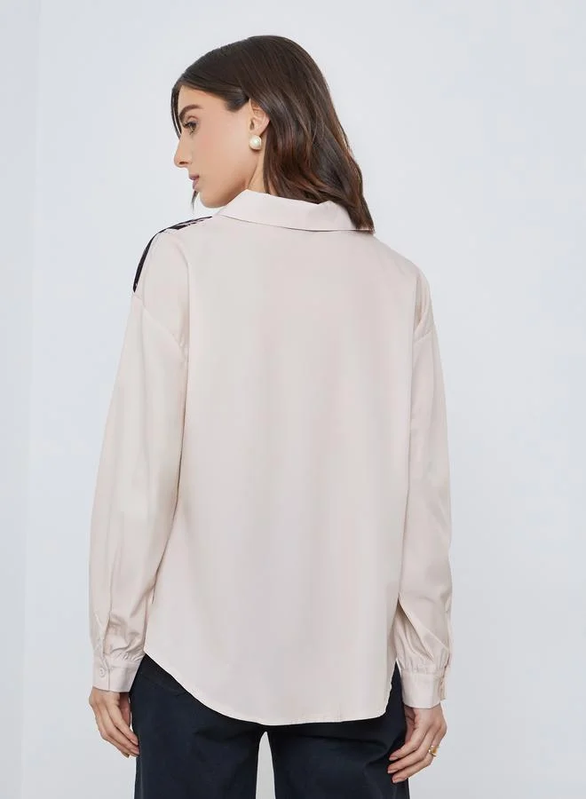 Take Two Take Two Women Butterfly Graphic Print Long Sleeve Oversized Shirt