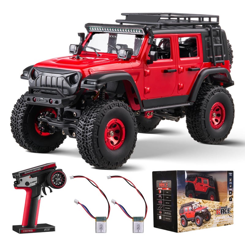 VEVOR سيارة VEVOR RC كراولر 124 مقياس سيارة RC كراولر لجميع التضاريس 4WD شاحنة طرق وعرة مع ضوء LED 2 بطاريات قابلة للشحن سيارة سباق قابلة للتعديل هدية للبالغين - Image 2