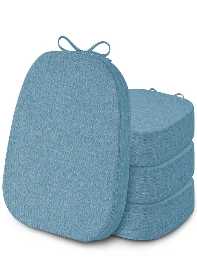 FlyGulls 2.4 Inch Thick Metal Chair Cushions 14x14 Inch Set of 4 Non Slip Metal Dining Chair Pads with Ties and Removable Cover Seat Cushion for Cafe Kitchen Dining Room Light Blue - Image 1