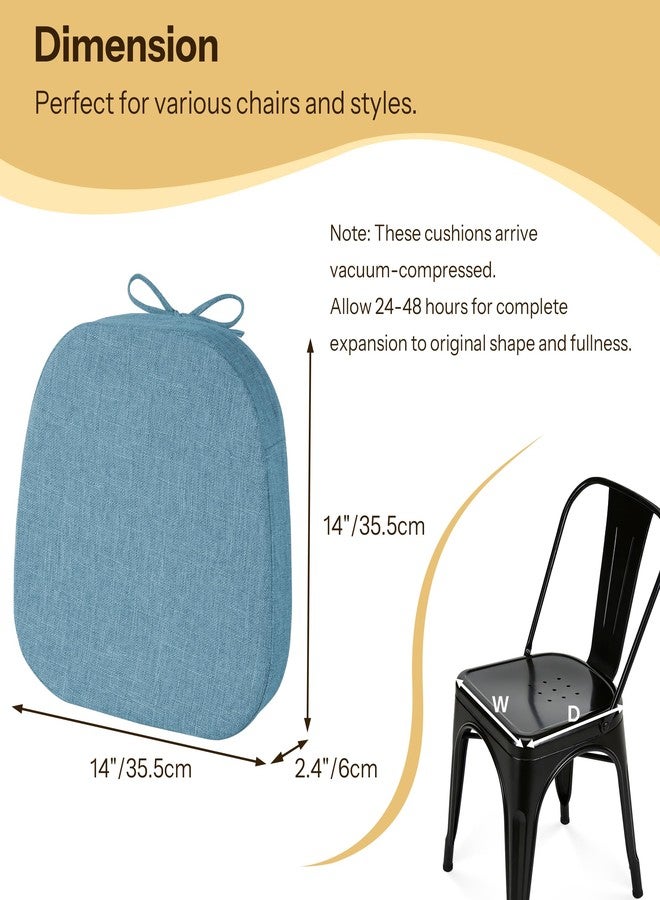 FlyGulls 2.4 Inch Thick Metal Chair Cushions 14x14 Inch Set of 4 Non Slip Metal Dining Chair Pads with Ties and Removable Cover Seat Cushion for Cafe Kitchen Dining Room Light Blue - Image 2