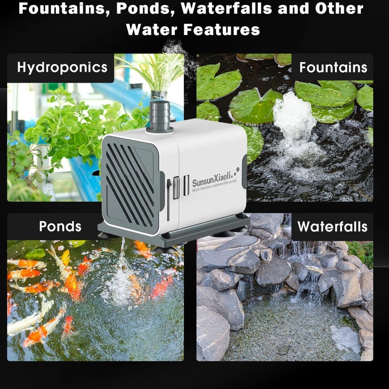 VAYINATO ® XQP Series Ultra-Quiet Multi-Function Submersible Pump (XQP-500 | 6W | 500L/H | H.Max : 0.9m) Perfect for Fish Tank, Pond, Aquarium, Hydroponics and Water Fountains - Image 3