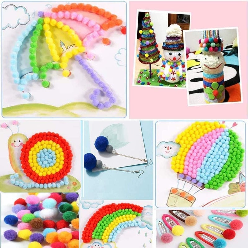 E Shopping® كرات بوم بوم لامعة مختلطة الألوان + بوم بوم ناعم رقيق للفنون والحرف، تزيين الحفلات، حرف الخياطة، صناعة المجوهرات (الحجم 2 سم /100 +100 قطعة) - Image 5