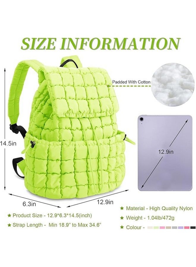 MOCA Trendy Lightweight Backpack for Women, Girls & Teens | Quilted Puffer Daypack for Casual, College & Travel Use | Soft, Stylish & Water-Resistant (Citrus Pop) - Image 3