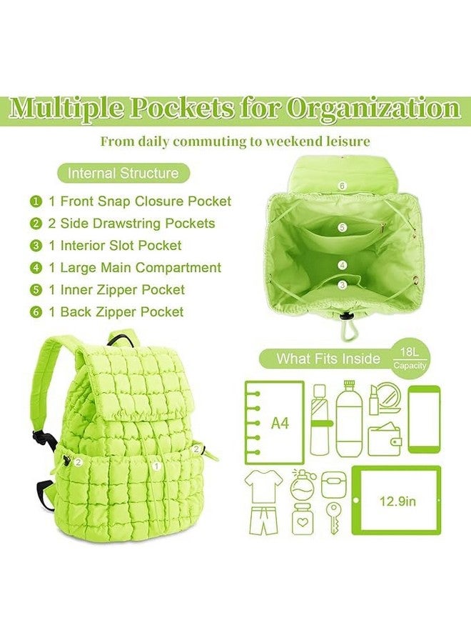 MOCA Trendy Lightweight Backpack for Women, Girls & Teens | Quilted Puffer Daypack for Casual, College & Travel Use | Soft, Stylish & Water-Resistant (Citrus Pop) - Image 2
