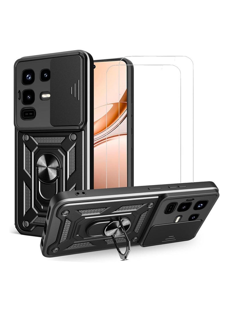 For Infinix Note 50 Pro Plus 5G protective case, with screen protector 【2 pieces】, with sliding camera cover and stand ring, shockproof protective case - Image 1