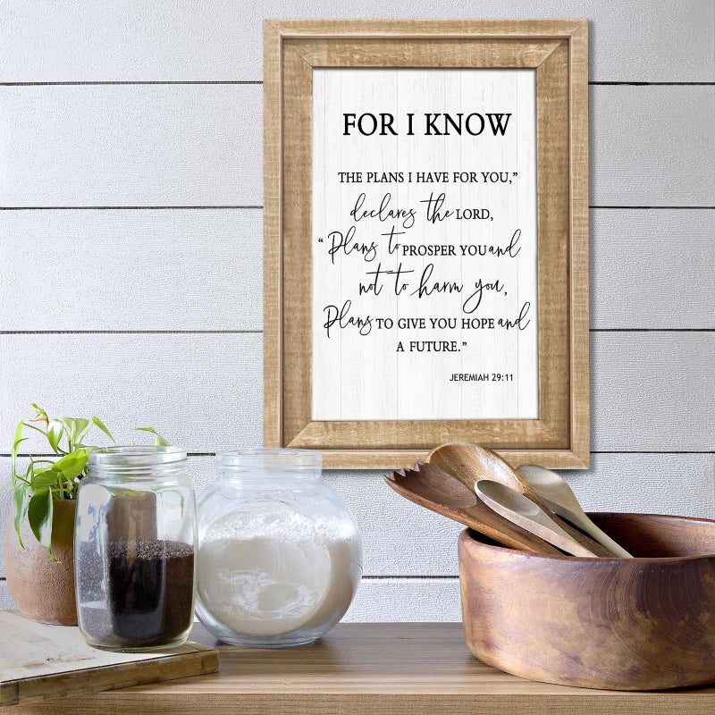 Cpcdaosk For I Know the Plans I Have for You Rustic Bible Verse Framed Wall Art, 11''Ã—16'', Vintage Positive Religious Christian Sign for God Jesus Christ Prayer, Horizontal Catholic Scripture Wall Decor - Image 3