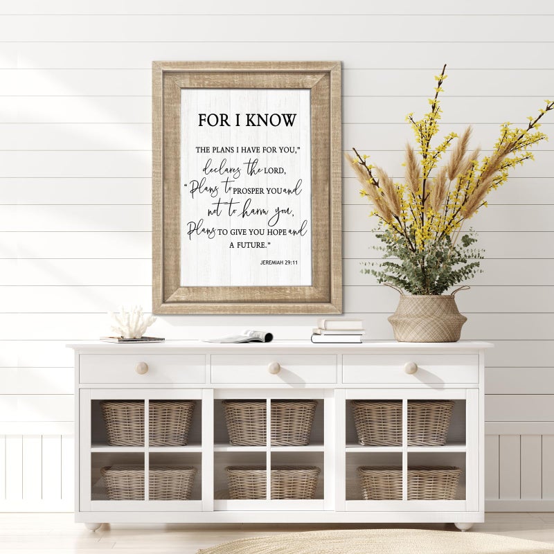 Cpcdaosk For I Know the Plans I Have for You Rustic Bible Verse Framed Wall Art, 11''Ã—16'', Vintage Positive Religious Christian Sign for God Jesus Christ Prayer, Horizontal Catholic Scripture Wall Decor - Image 1