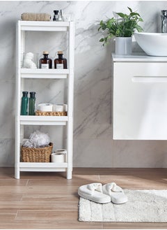 R.VIHAN 4-Tier Shower Caddy Corner Shelf Bathroom Organizer Storage Rack for Bathroom Accessories Amenities Toiletries Shower Shampoo Holder Plastic Shelving Unit Compact Rustproof Waterproof  Shelf for Towels and Bath Mats Bath Shelf Organizer Multi-Tier Shelf Space Saver Kitchen Storage Rack Utility Shelf for Home Kitchen Bathroom Office Spa Salon Use  - Image 1
