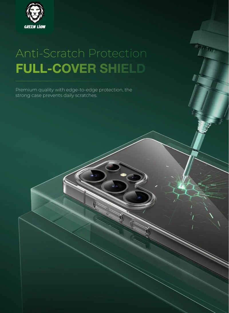 GREEN LION Galaxy S25 Ultra Case Delgado PC Cover /Anti-Yellowing/ Comfortable Grip /Ultra Slim/ Drop Protection / Raised Camera Guard /Ultra-Lightweight Back Cover - Clear - Image 3