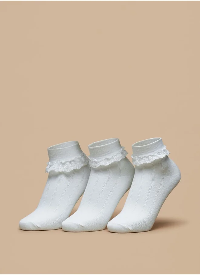 فلورا بيلا Boys's Frill Detail Ankle Length Socks - Set of 3