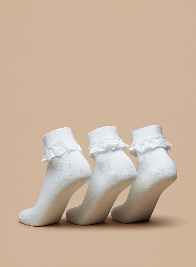 Flora Bella Boys's Frill Detail Ankle Length Socks - Set of 3  - Image 3
